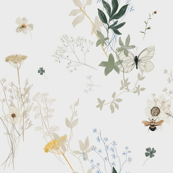 Botanical Meadow Bliss on Dove Gray