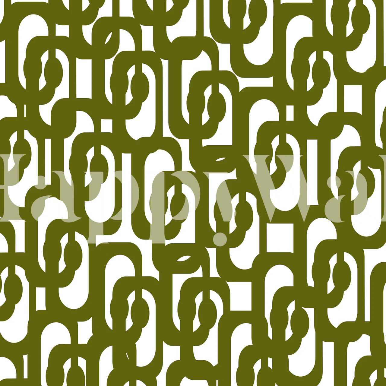Mid Century Modern Loops Olive Green wallpaper in a room