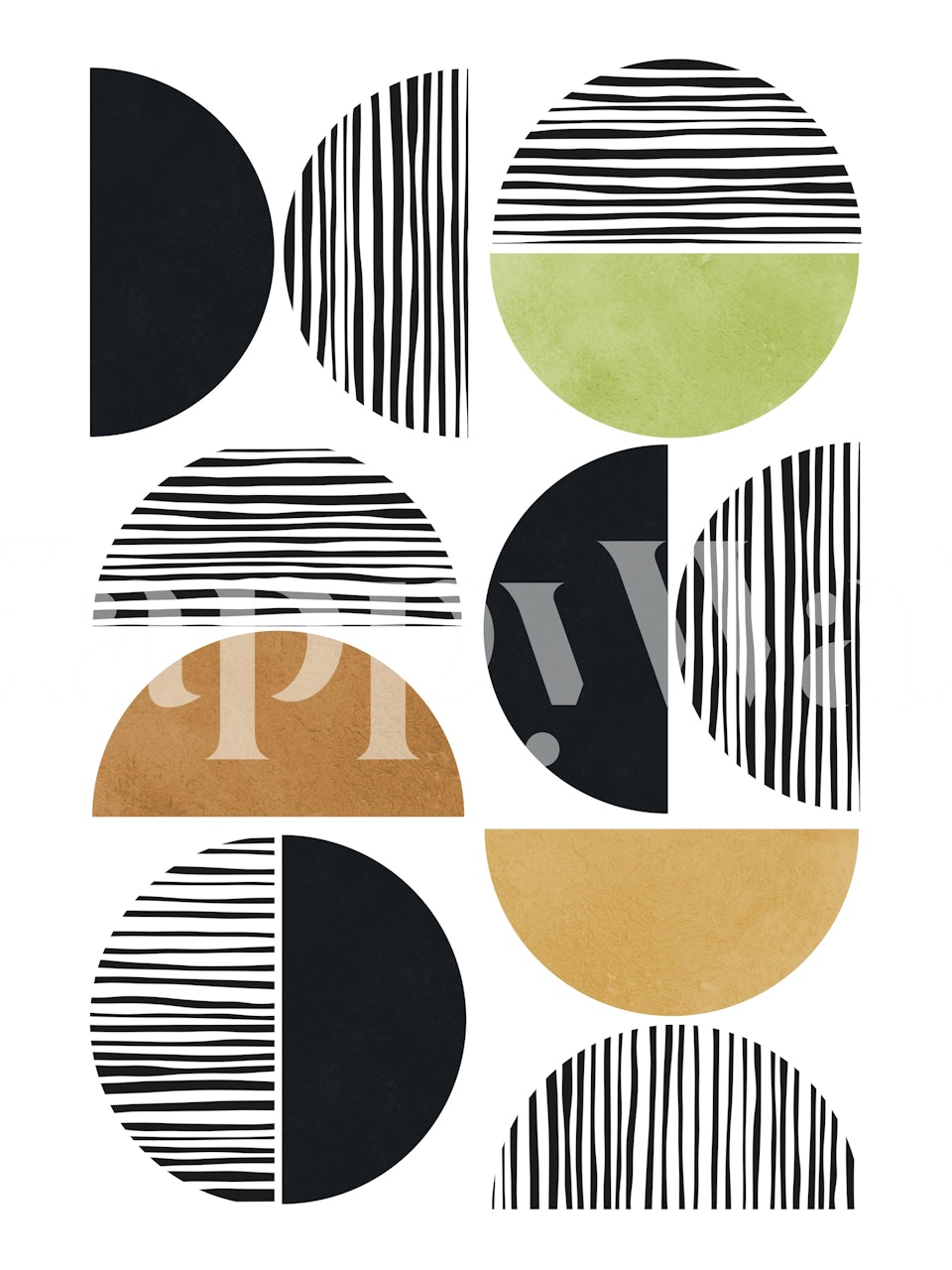 Minimalist Circle Motifs behang in een kamer