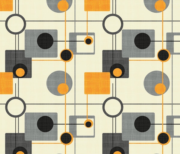 Mid-Century Style Motif orange/cream