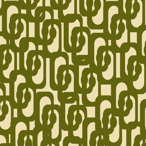 Mid Century Modern Loops Pattern Olive Green