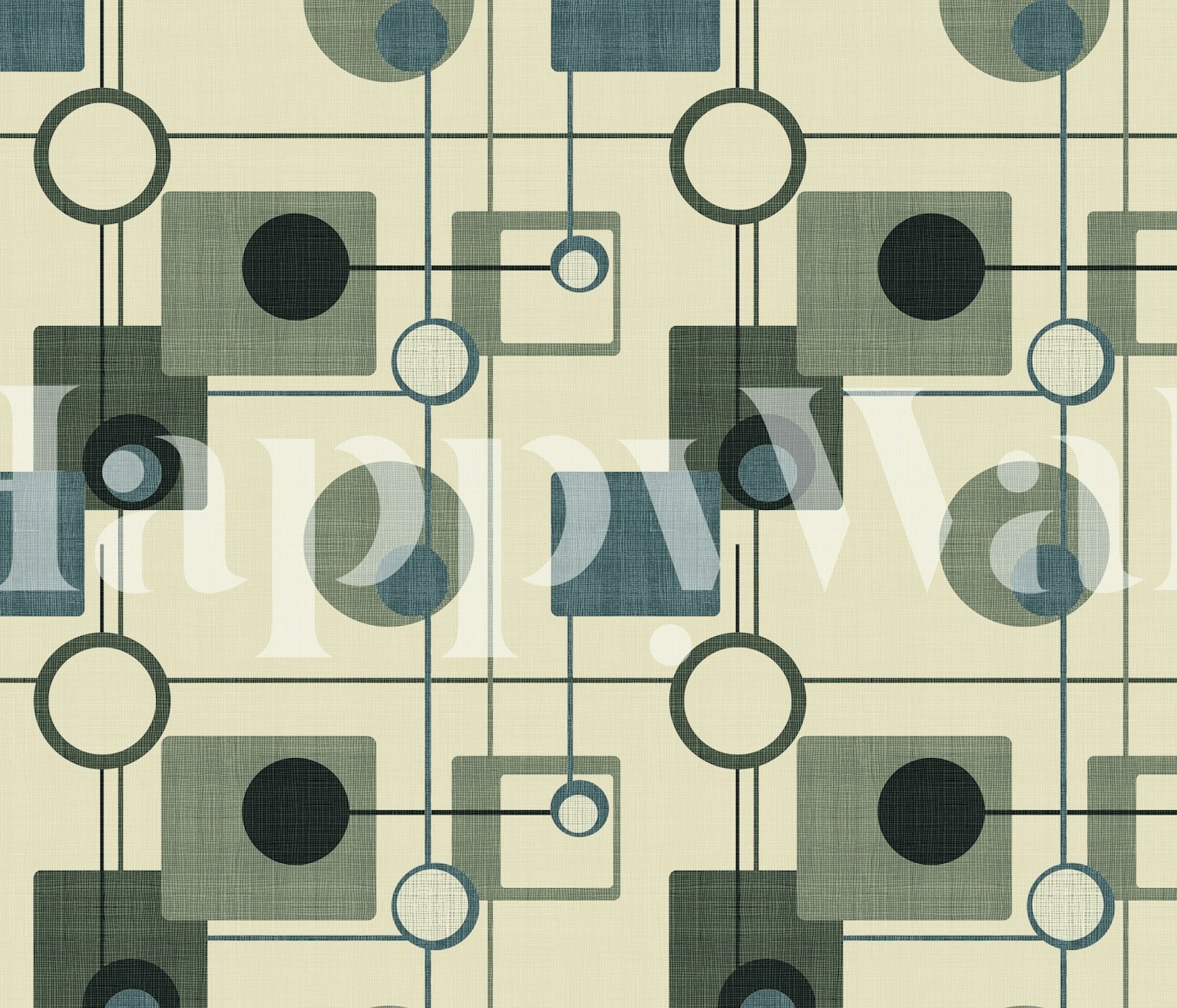 Mid-Century style motif wallpaper in a room