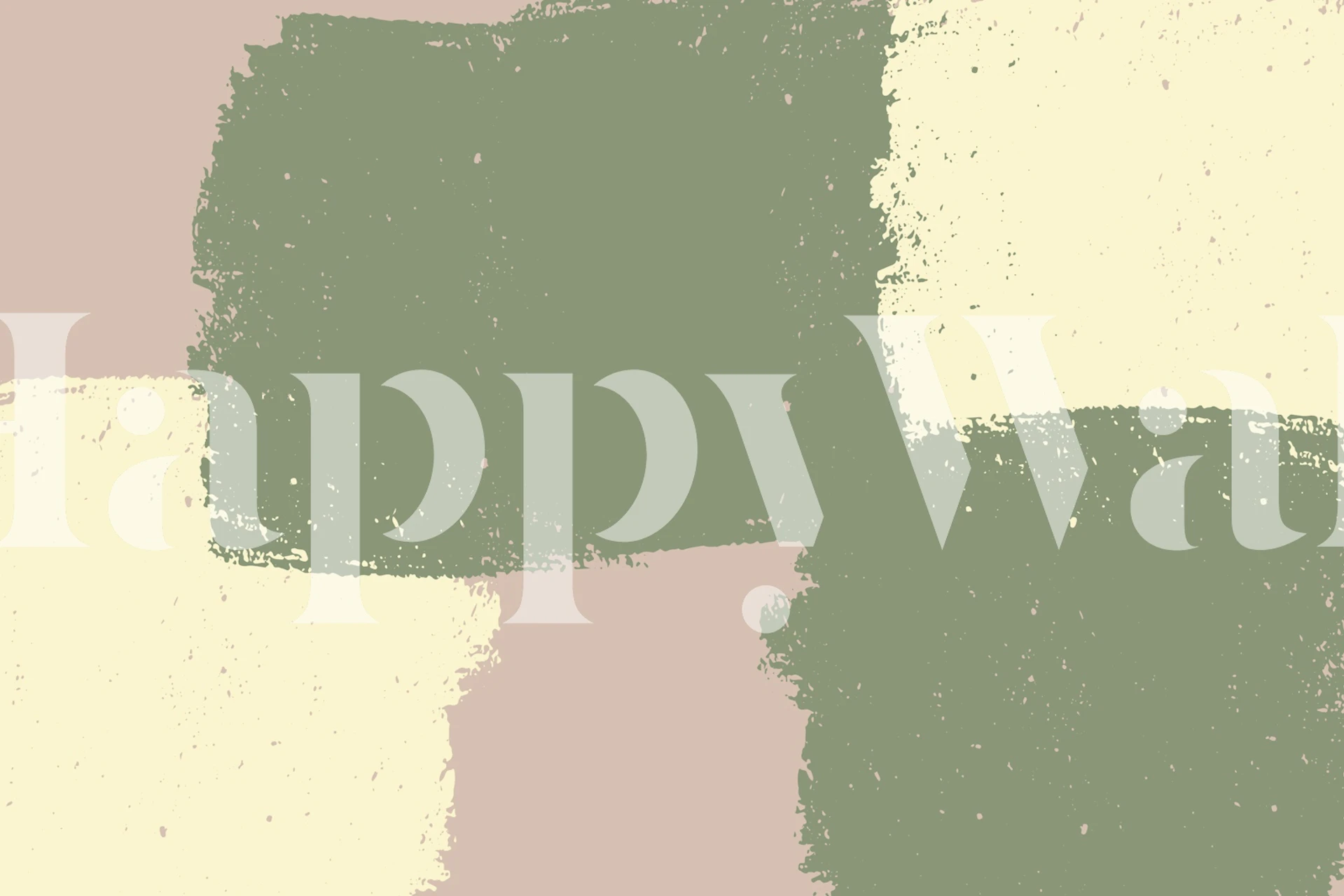 Abstract brush strokes in green, pink, and beige wallpaper