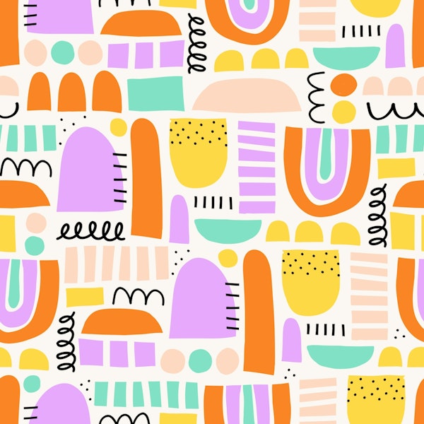 Happy Pastel Abstract Doodle Geometric Shapes