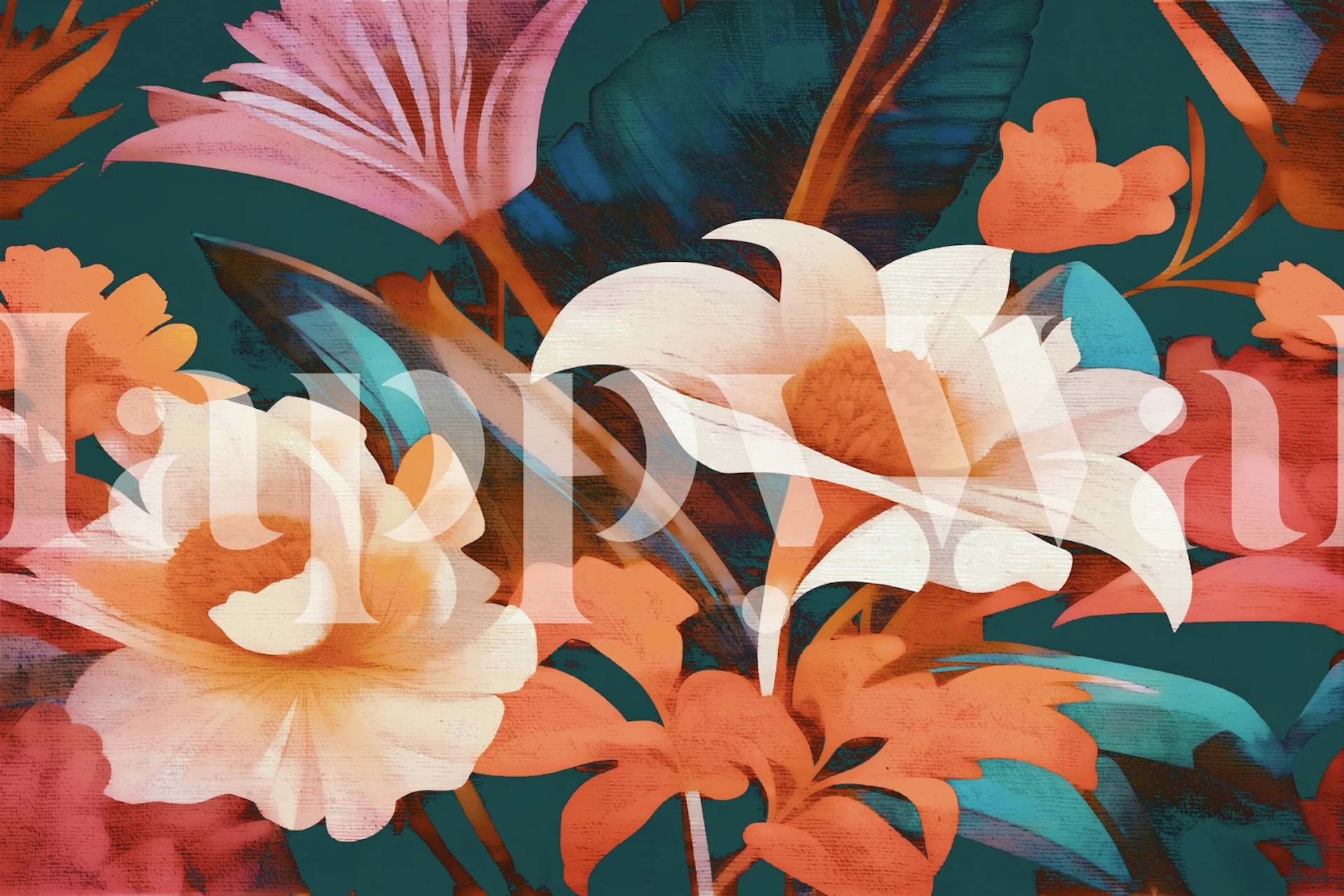 Papier peint Sunset Flora Fantasy dans une pièce