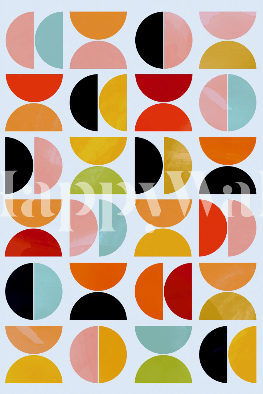 Carta da parati Retro Geometric Vibes in una stanza moderna