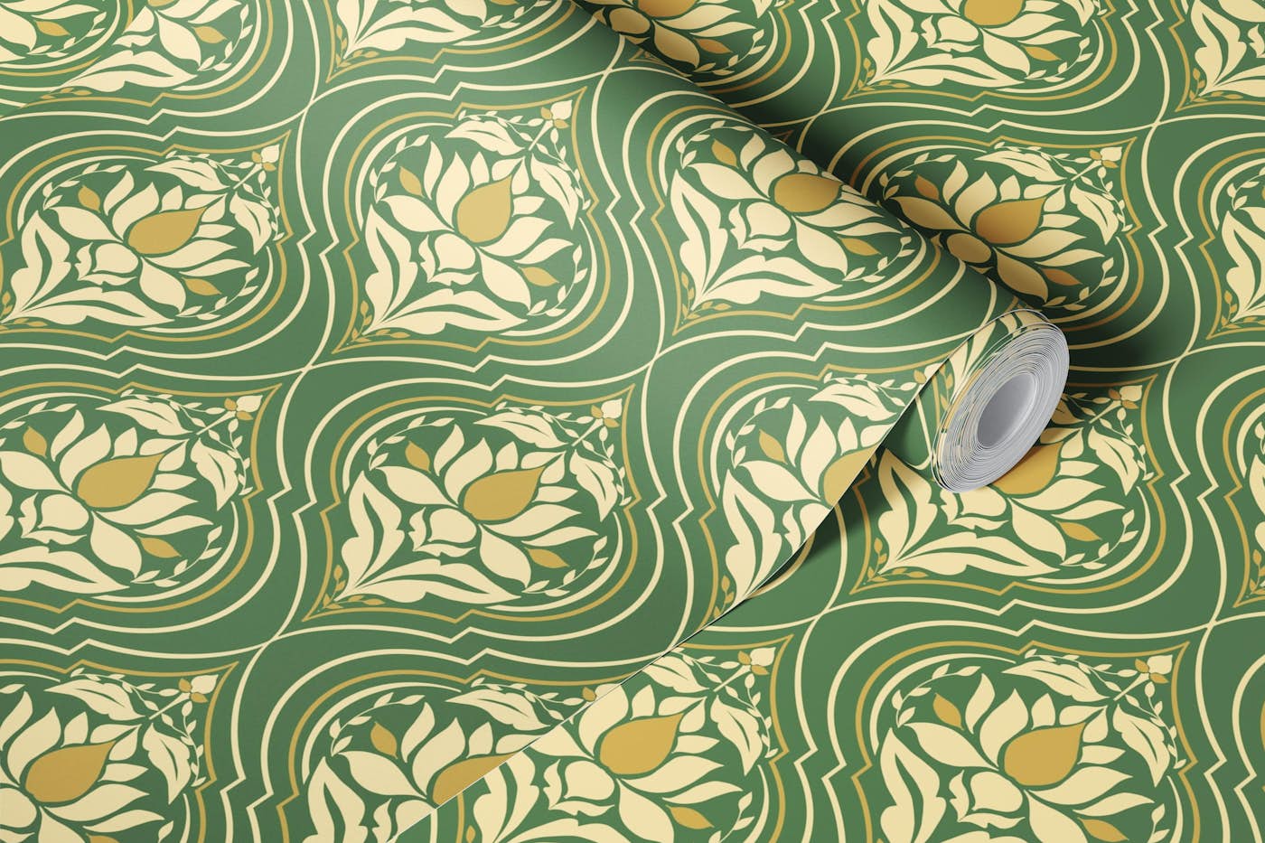 Art Deco Lotus Elegance wallpaper roll
