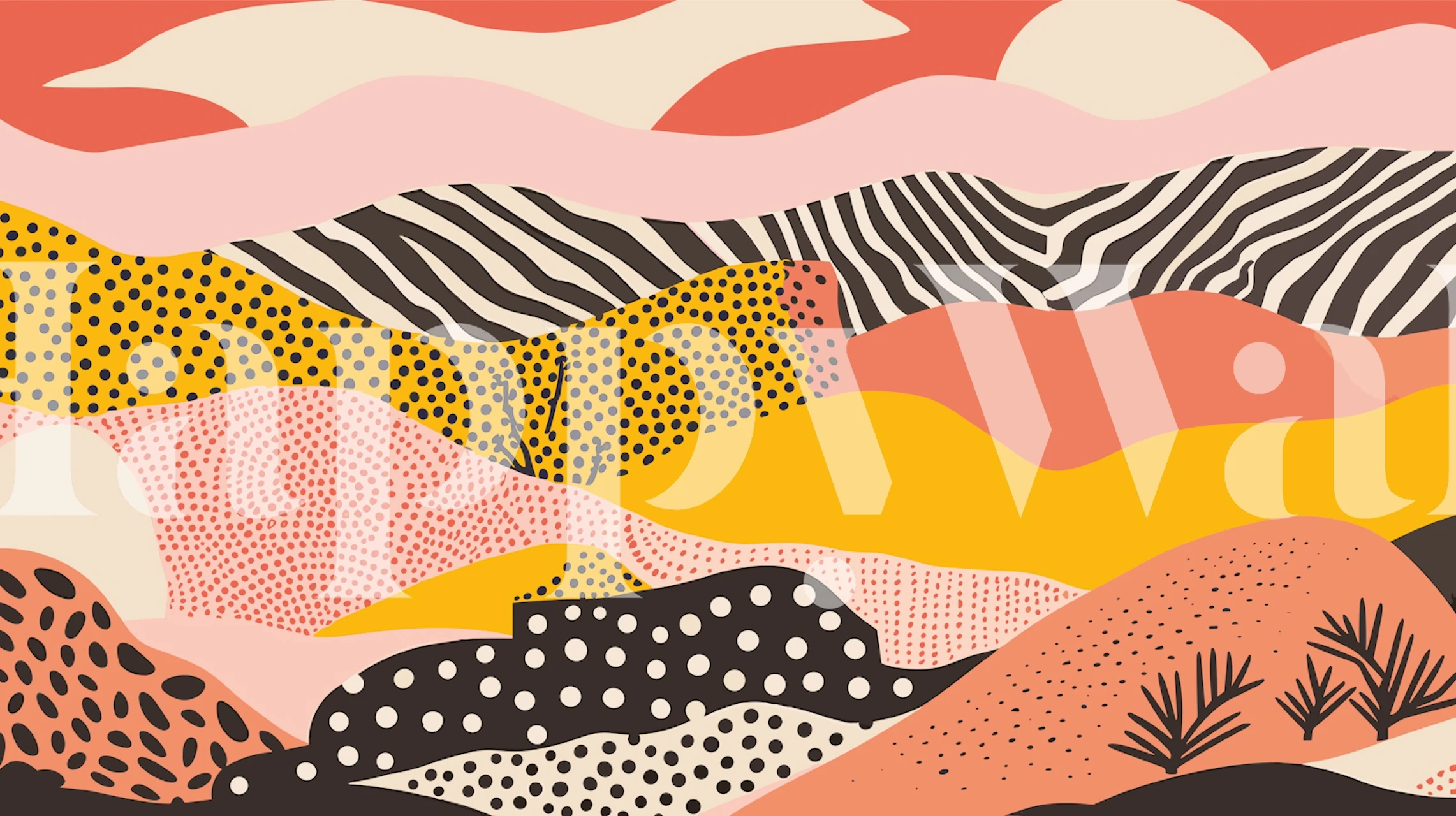 Papier peint Vibrant Nature affiché dans une pièce