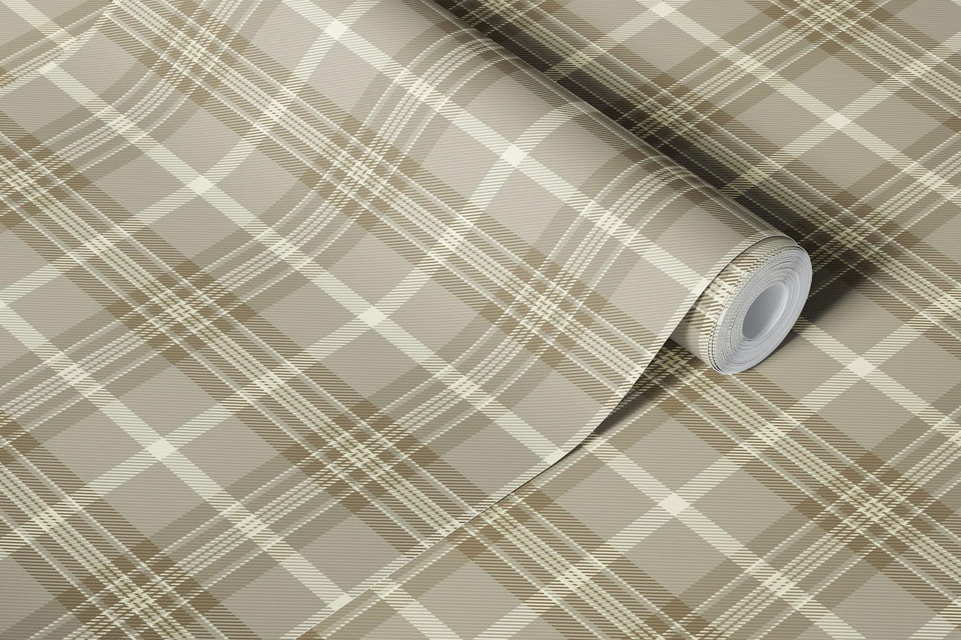 Tartan Scotland Taupe wallpaper roll