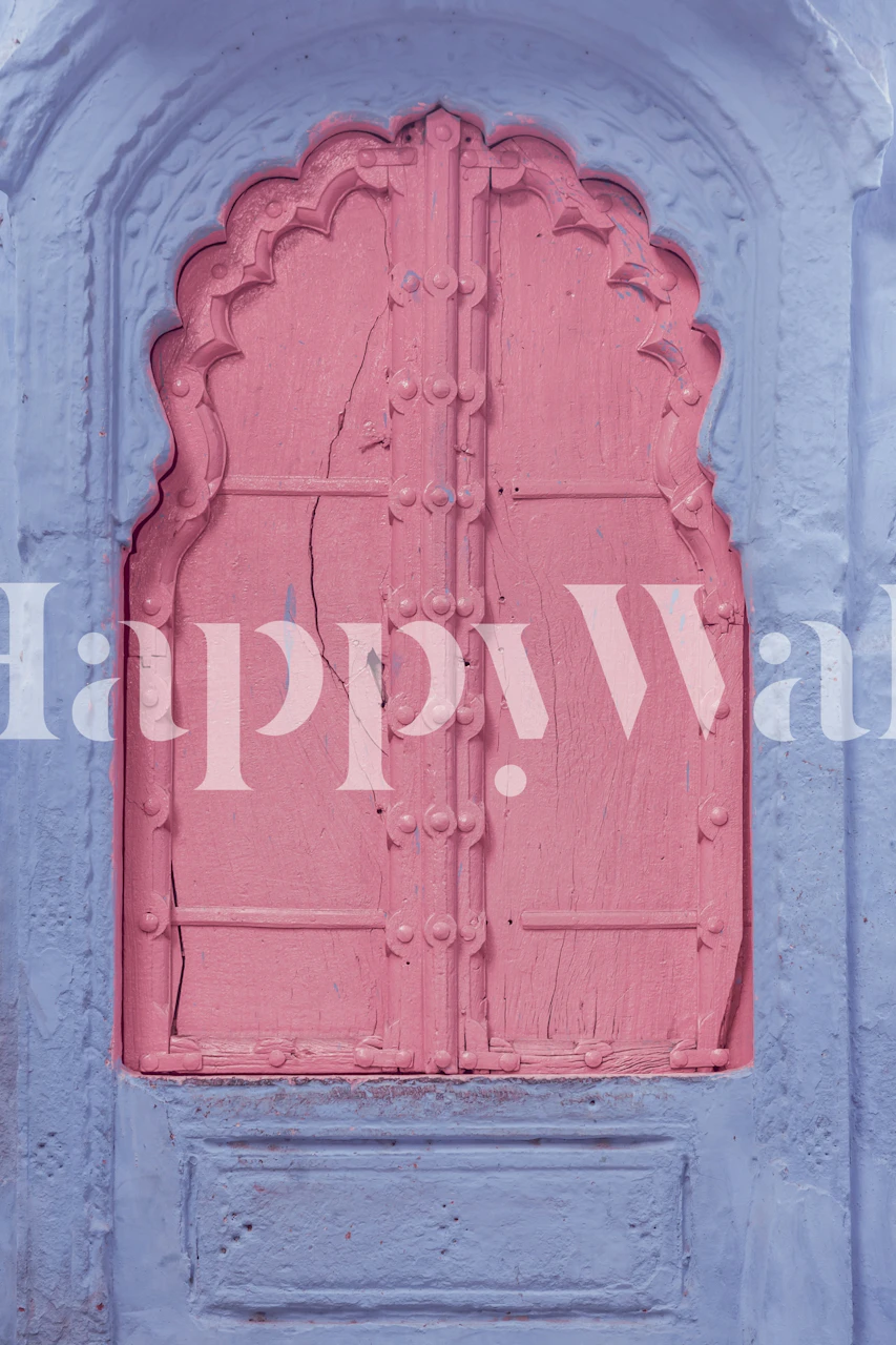 Pink window wallpaper in a room