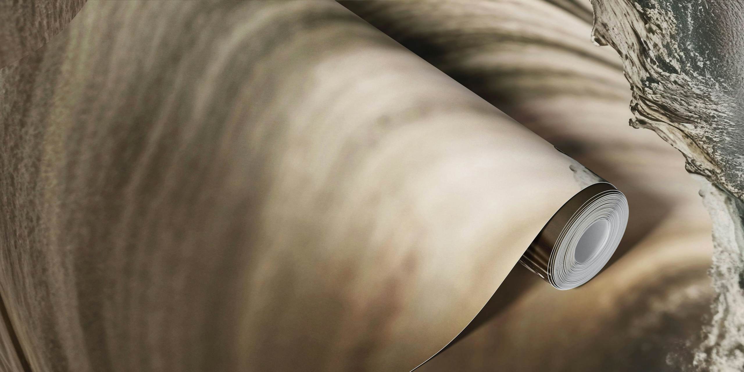 Beige and gray wave pattern wallpaper with sparkling water effect