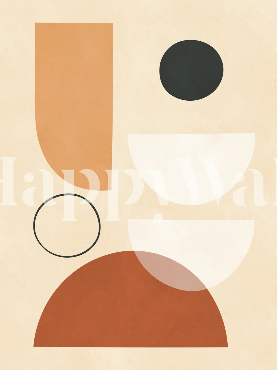 Abstract Terracotta Shapes wallpaper in a room