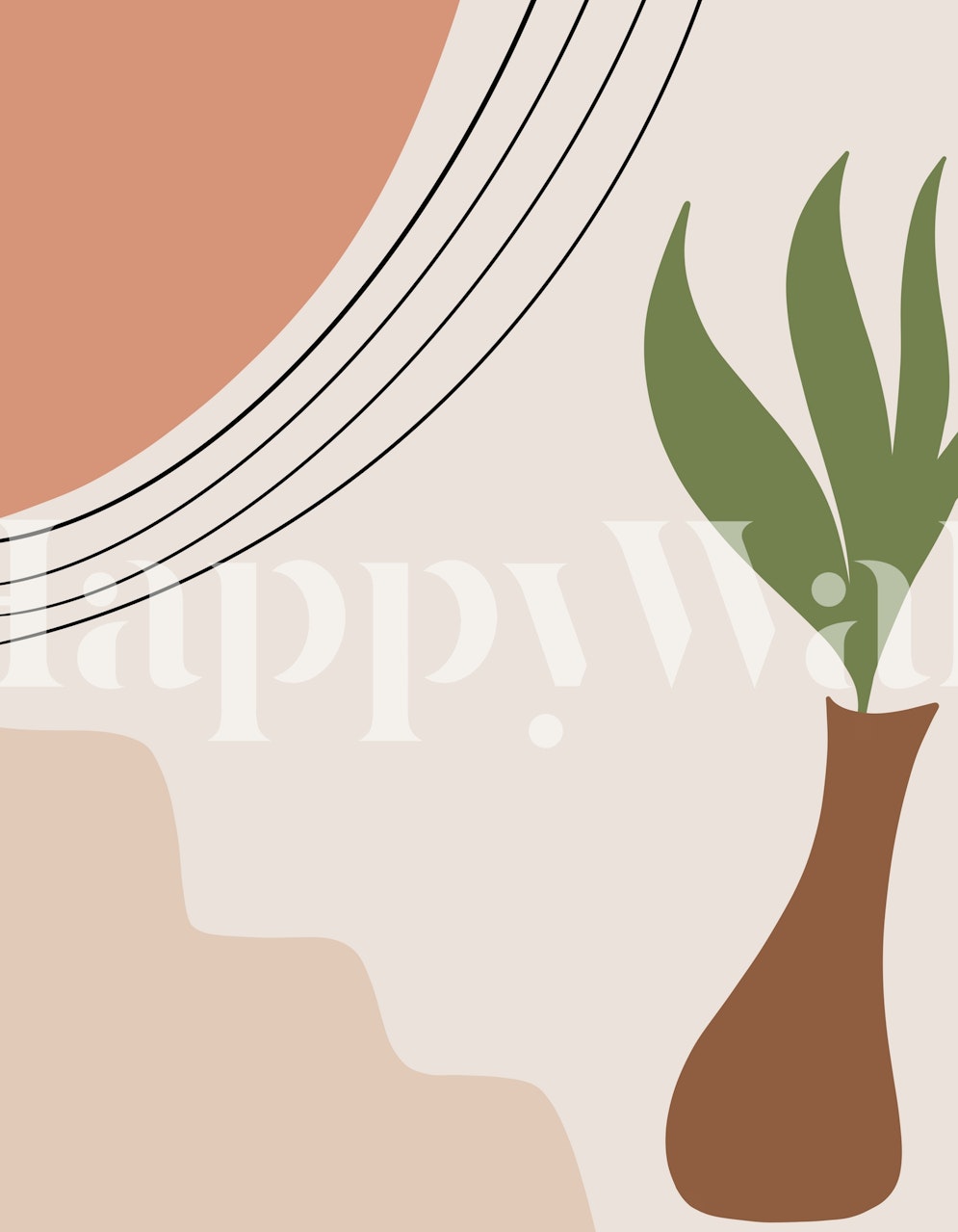 Tropical Minimal Abstract wallpaper in a room