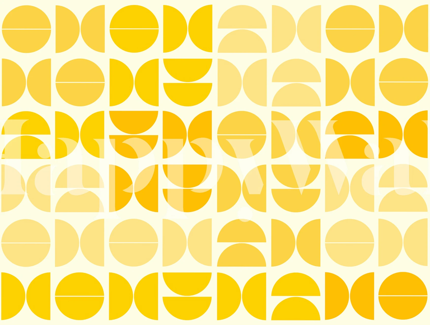 Yellow geometric abstract design wallpaper with semicircles and circles