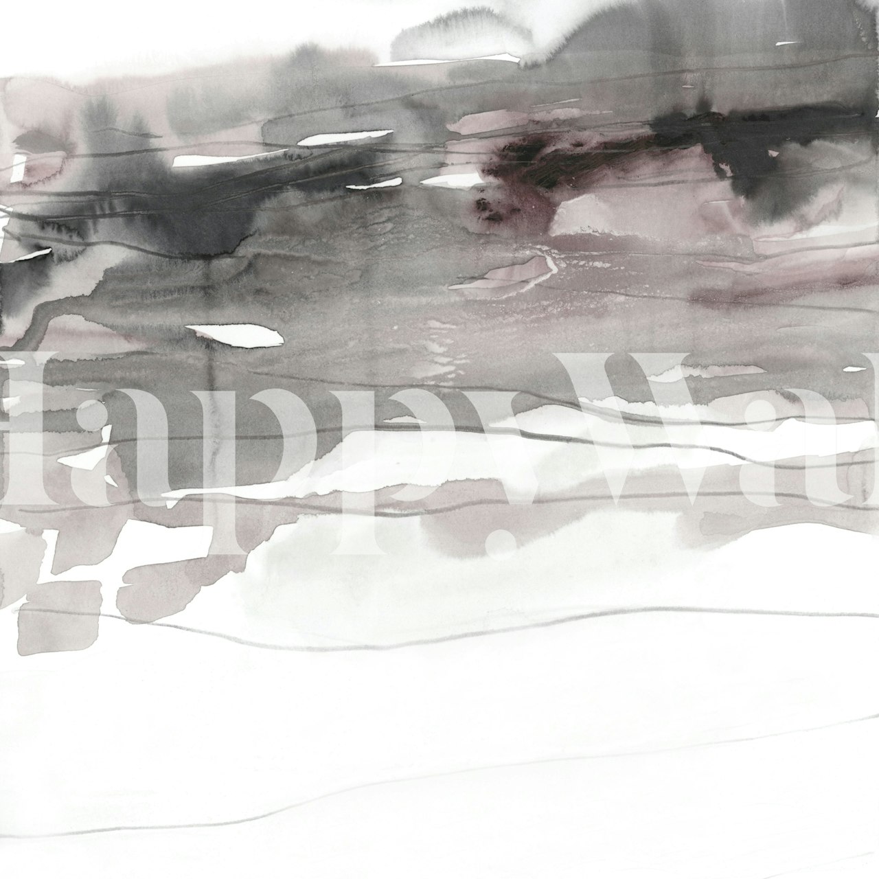 Gray abstract watercolor wallpaper with fluid brushstrokes