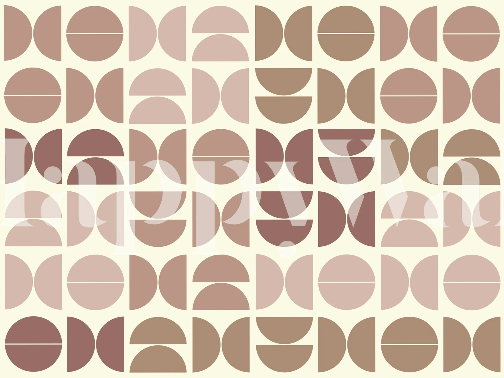 Geometric pattern with earthy toned semi-circles in muted pink and brown wallpaper