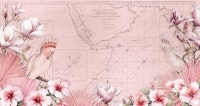 Cockatoos Tropical Journey Floral Map Pink wallpaper