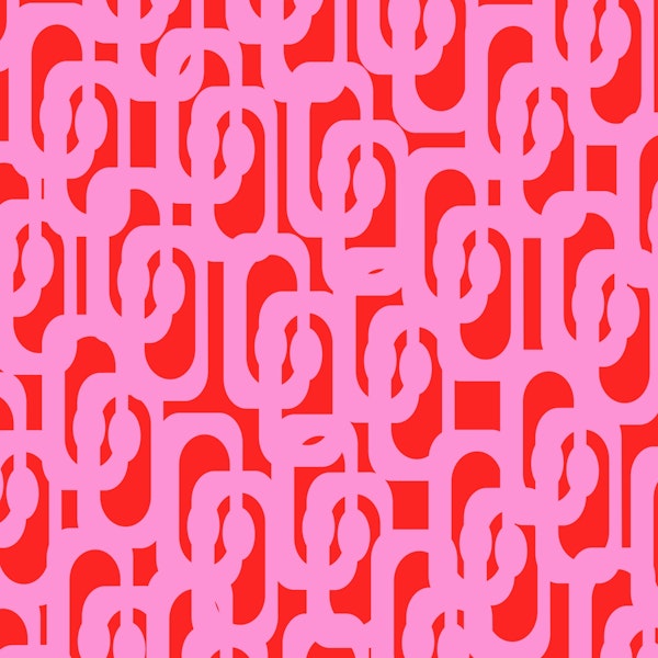 Mid Century Modern Loops Preppy Pink and Red