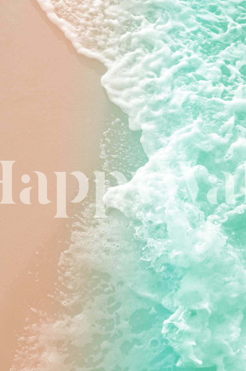 Soft Emerald and Beige Ocean wave gradient wall mural