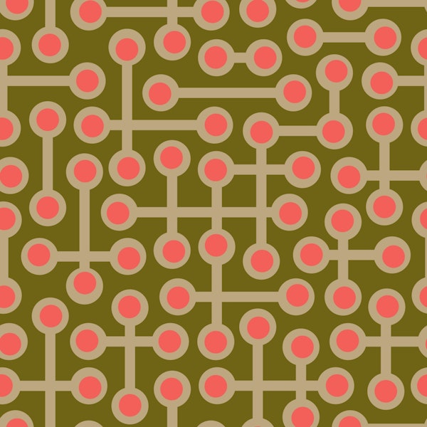 Circuits Retro Mod Abstract Pink Olive Green