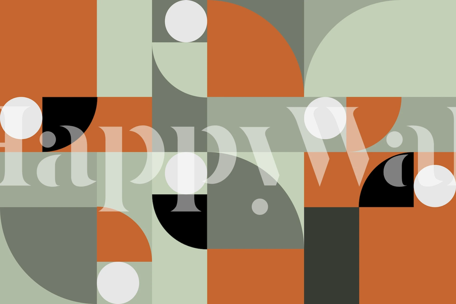 Geometric terracotta and gray patterned wallpaper