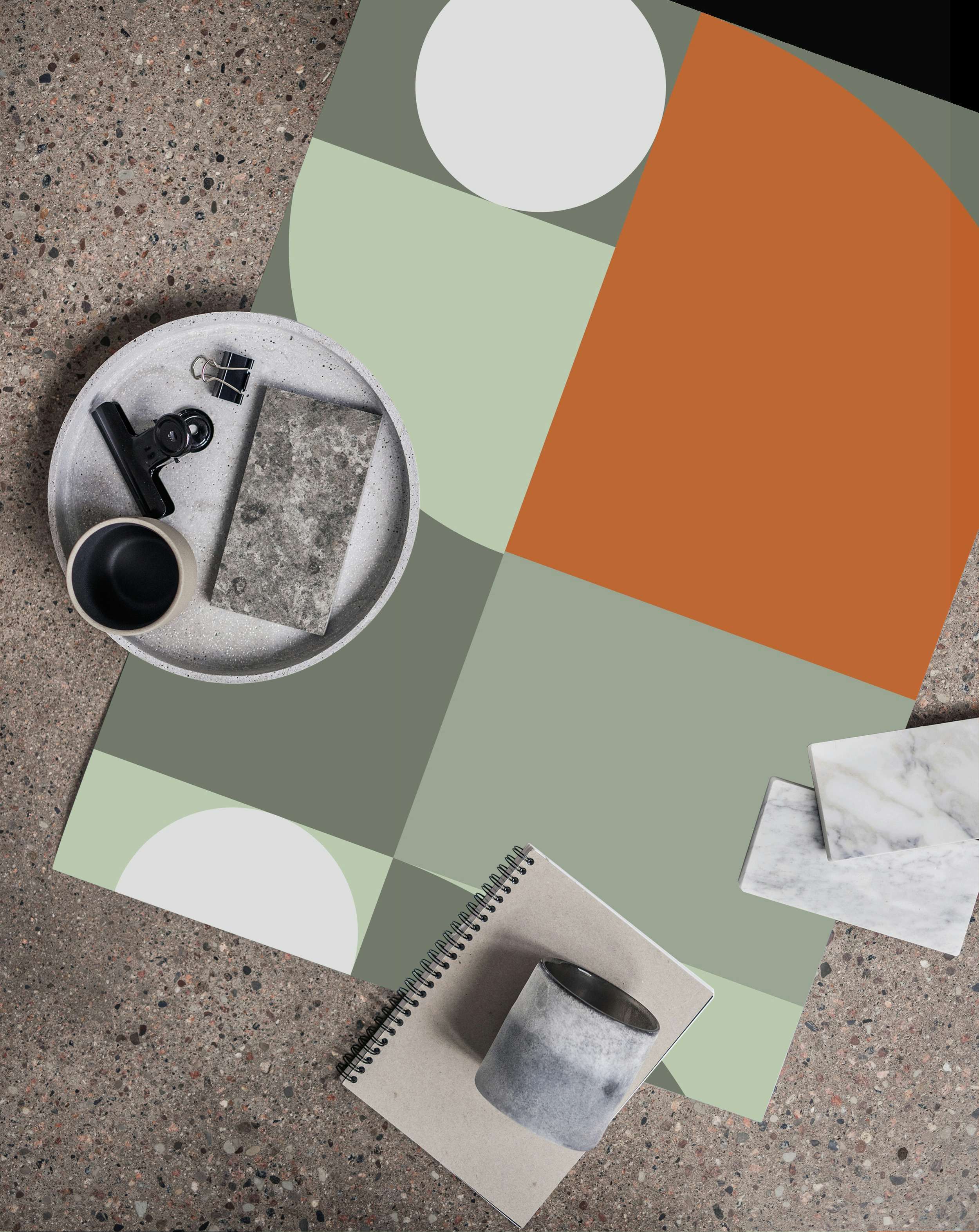 Terracotta and Gray wallpaper roll