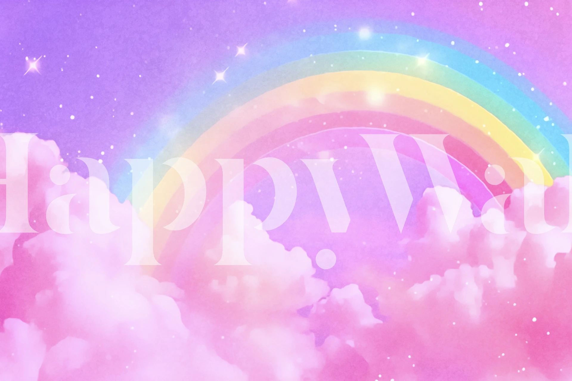 Tapeta Pastel Rainbow Glow w pokoju