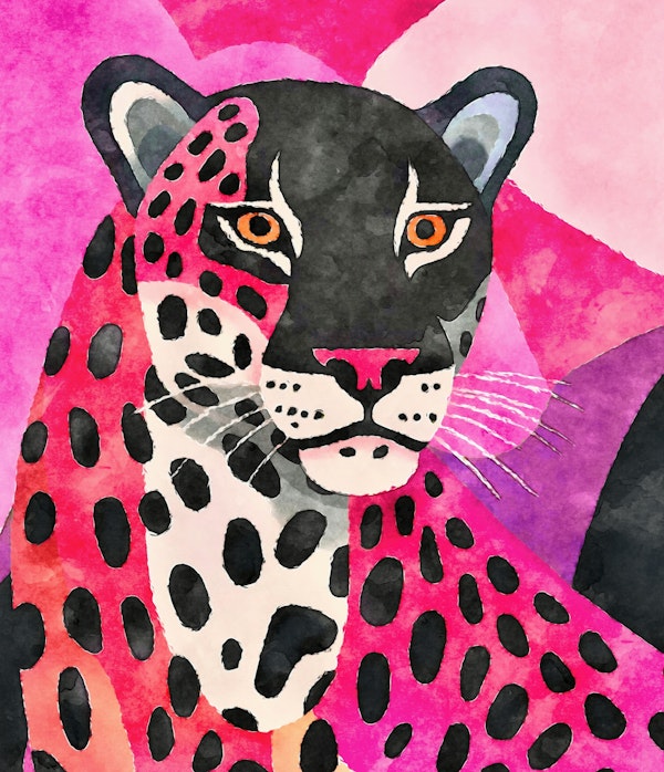 Pink Watercolor Jungle Cheetah
