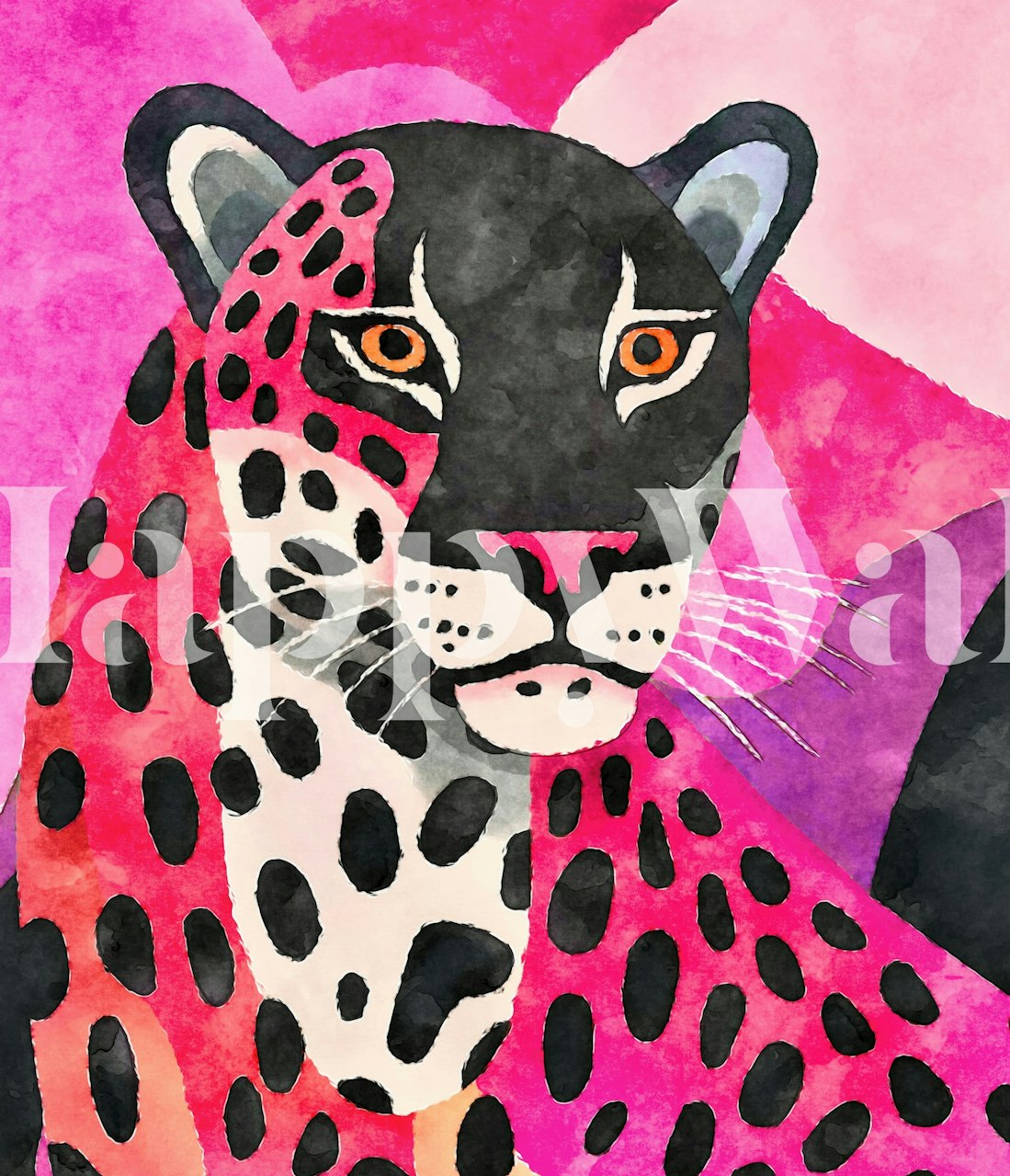 Pink Watercolor Jungle Cheetah wallpaper in a room