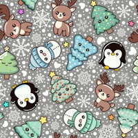 Cute Kawaii Christmas 1 Gray behang