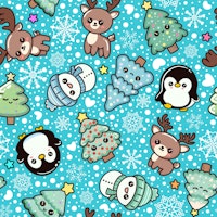 Cute Kawaii Christmas 1 Light Blue behang