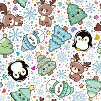 Cute Kawaii Christmas 1 White wallpaper