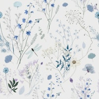 Blossoms and Dragonfly Dance on Ash Gray ταπετσαρία
