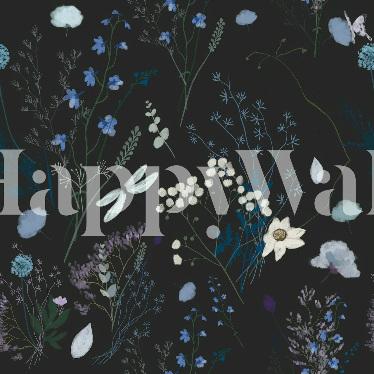 Bloemenbehang in een donkere kamer