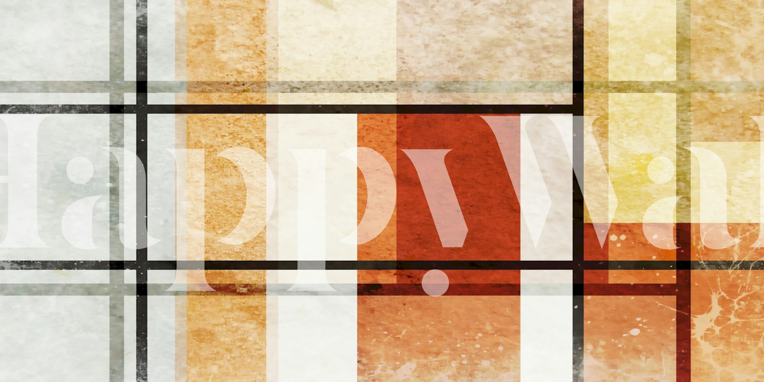 Geometric pattern in orange, white, and black tones wallpaper