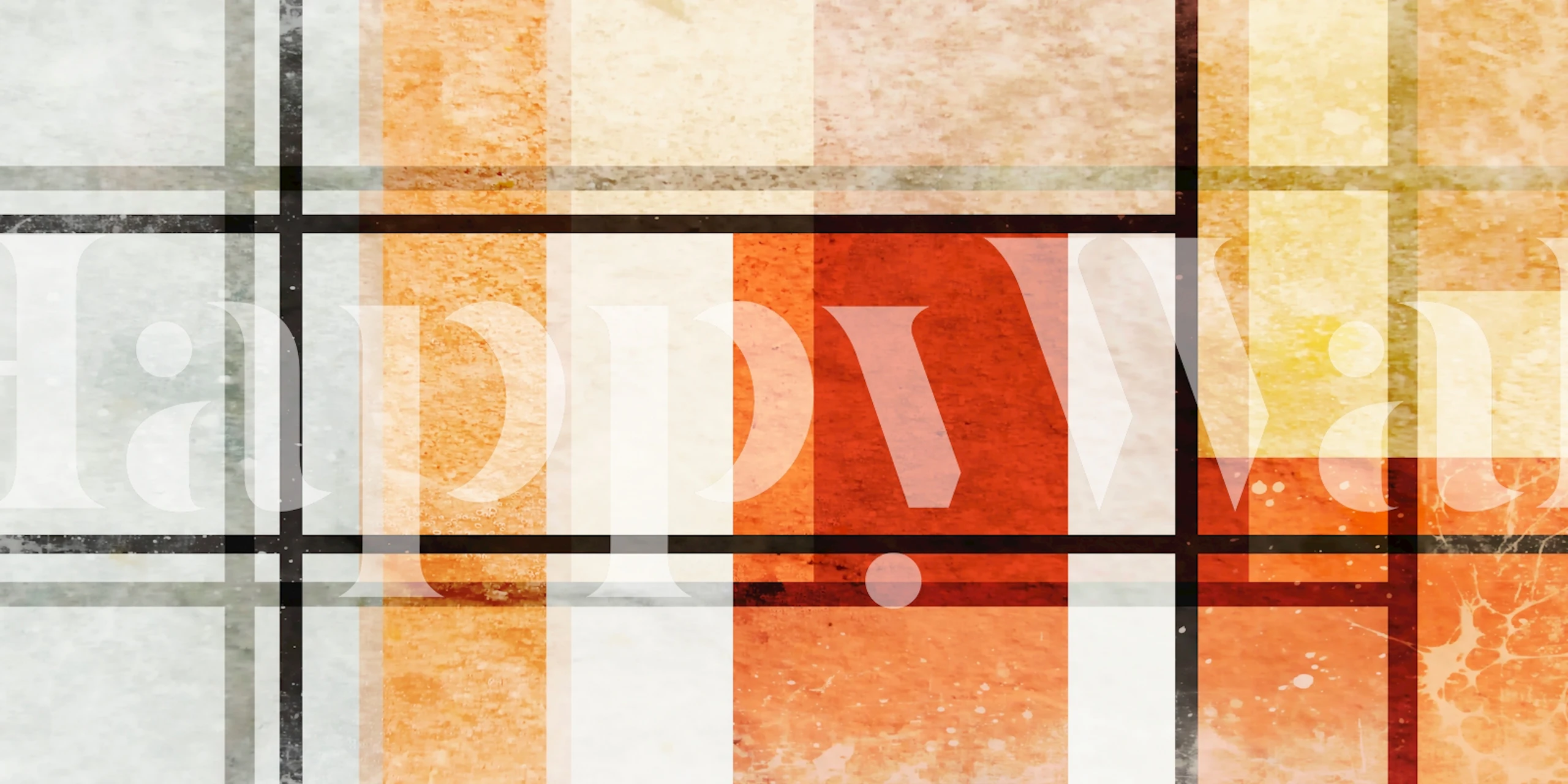 Geometric pattern in orange, white, and black tones wallpaper