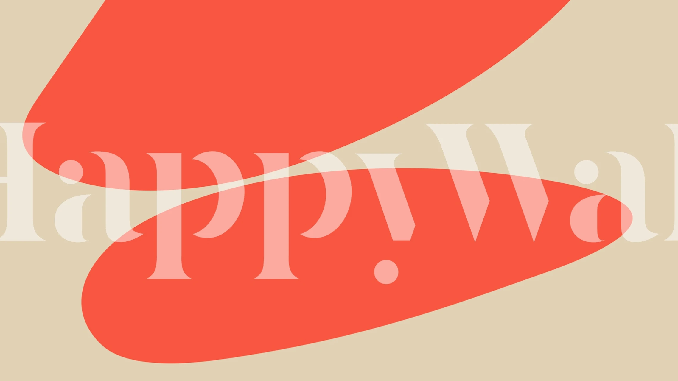 Abstract shapes in vermilion red on beige background wallpaper