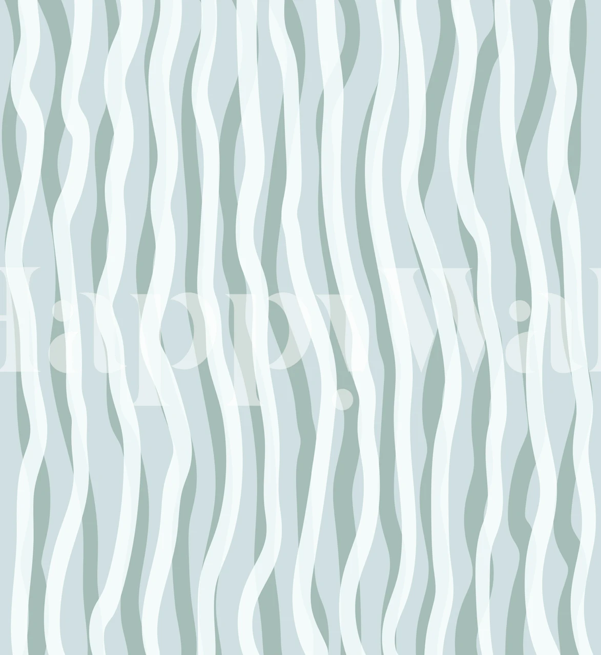 Blue waves wallpaper design in a room