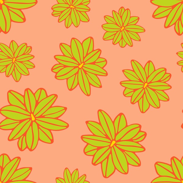 Bloom Big Boho Flowers Lime Green Blush