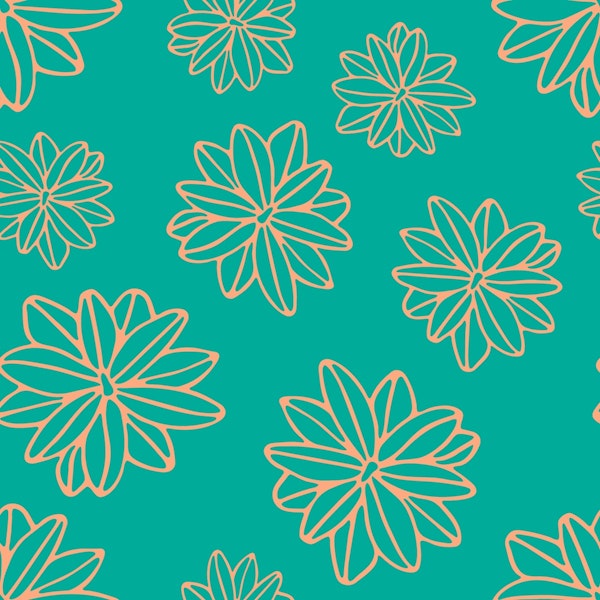 Bloom Big Boho Flowers Blush Light Teal