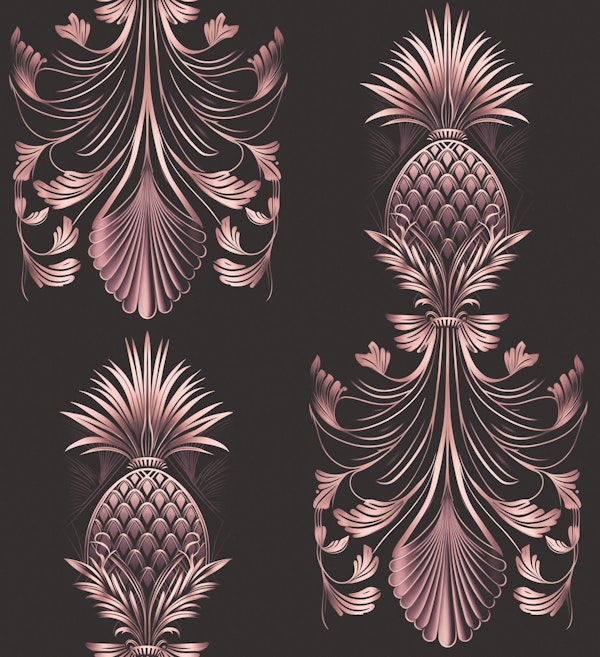 Luxury Rose Gold Art Deco Pineapples