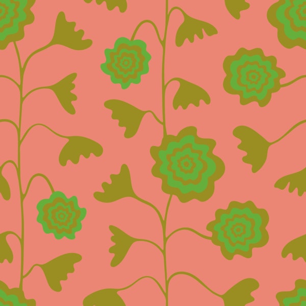 Nectar Abstract Retro Mod Floral Green Pink