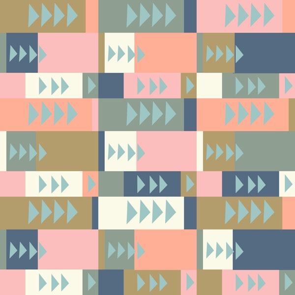 Pastel Geometric MidCentury Mod Block Print