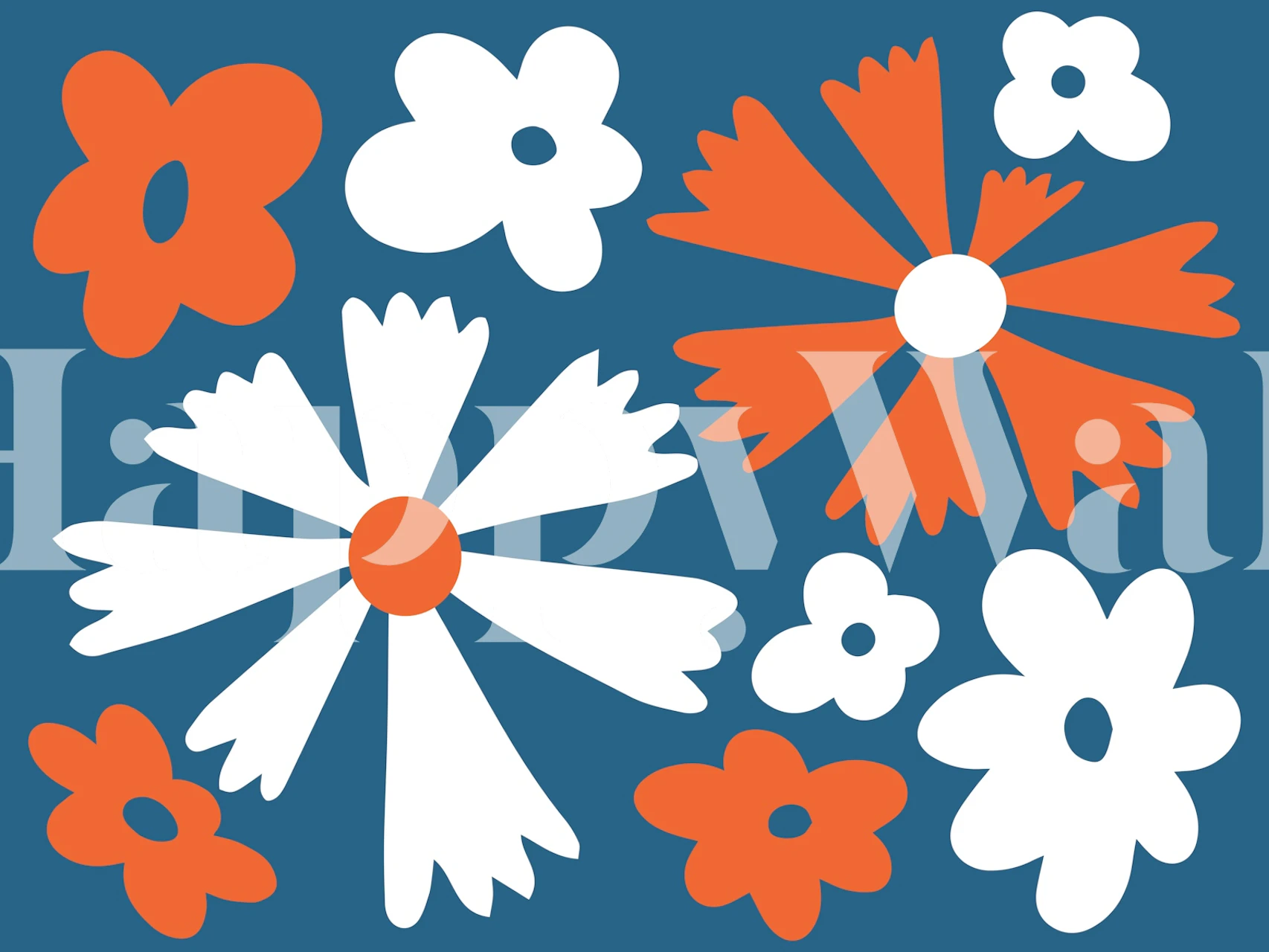 Scandinavian Retro Flowers carta da parati in una stanza