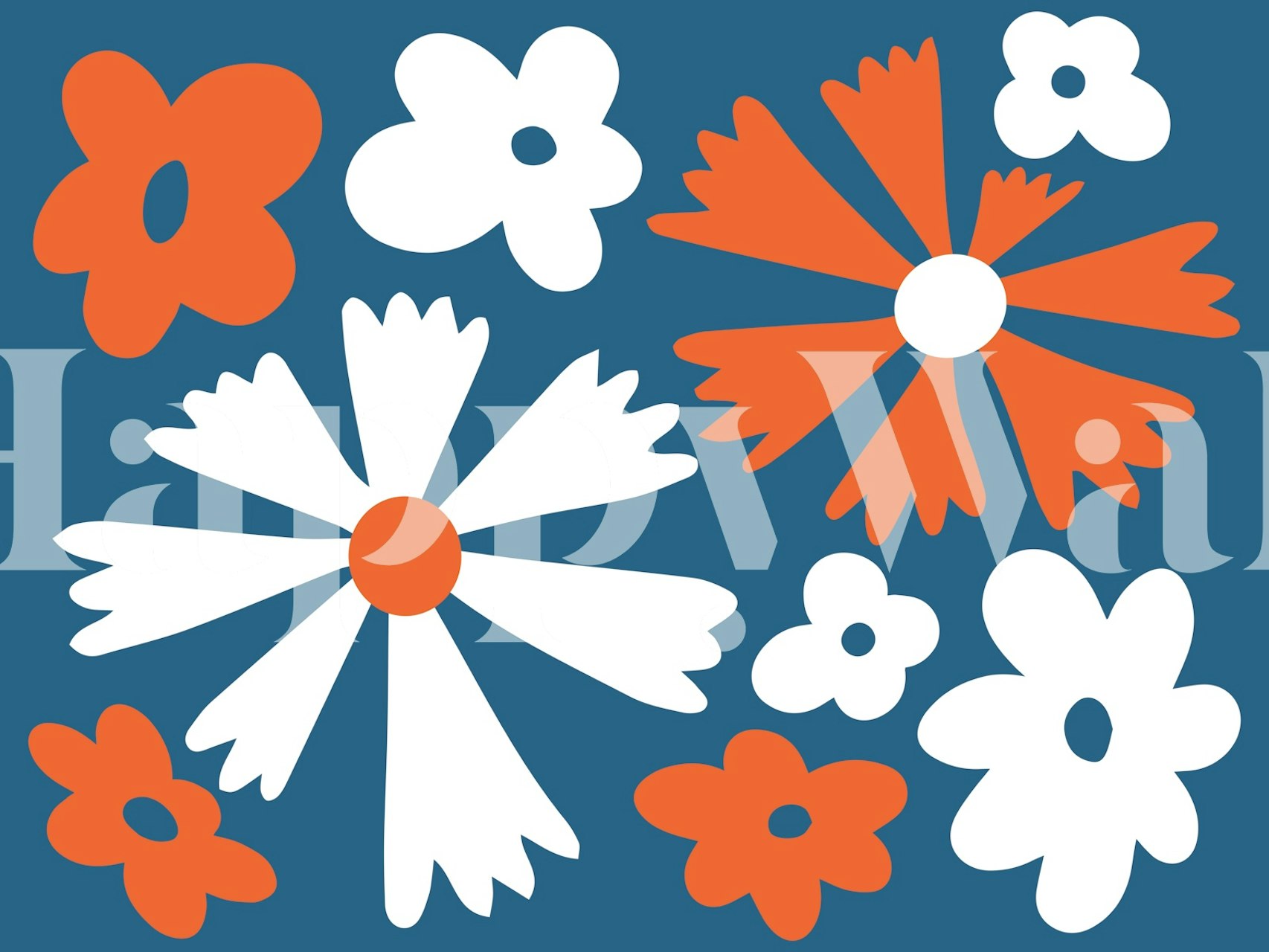 Scandinavian Retro Flowers wallpaper in a room