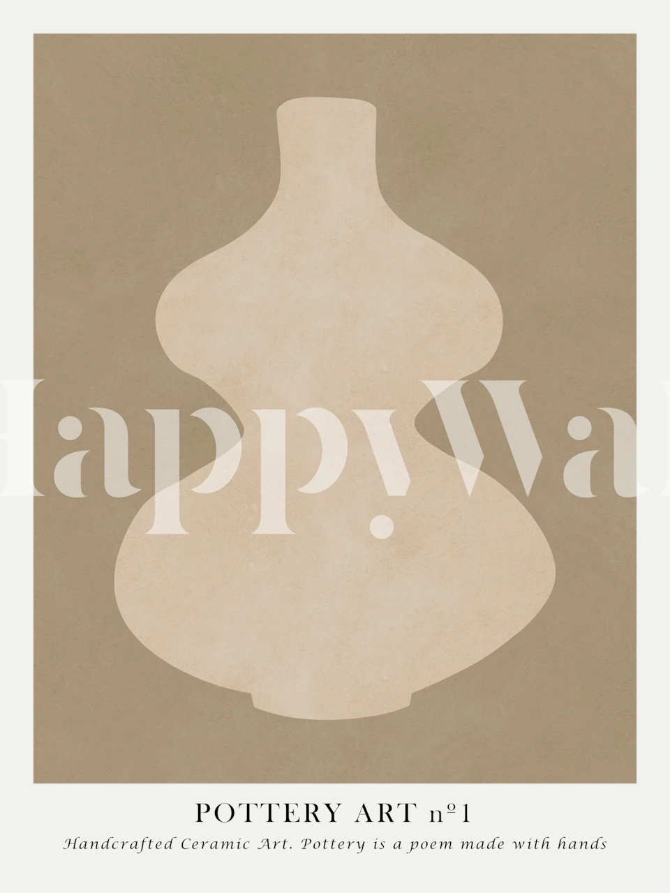 Abstract pottery shape in beige on textured background wallpaper