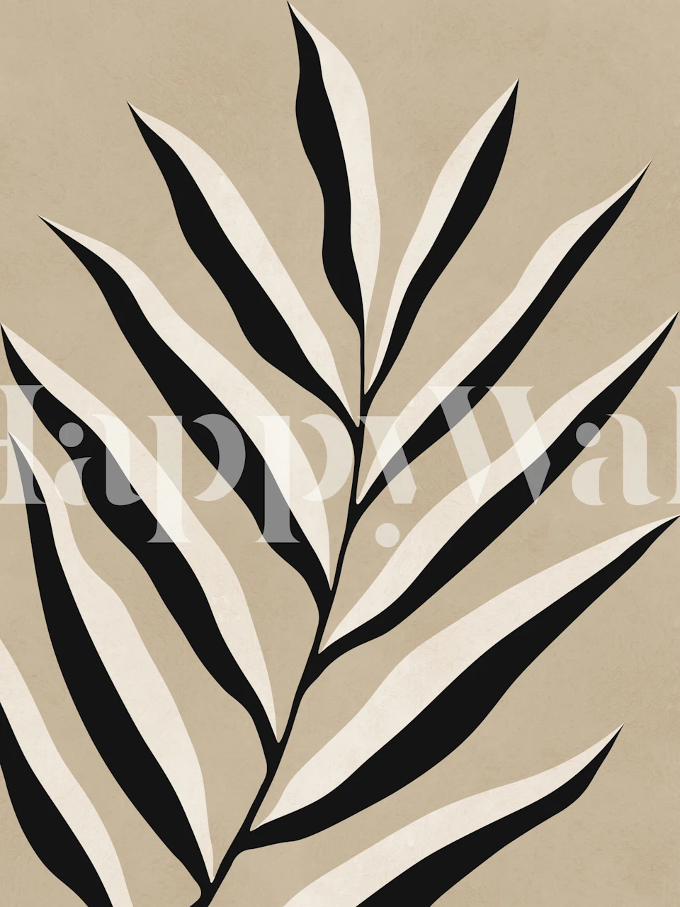 Black and white stylized botanical leaves wallpaper