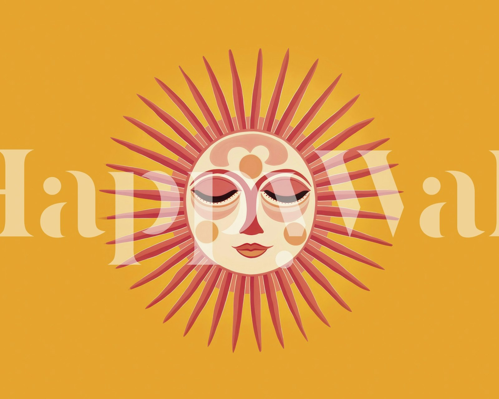 Celestial Shine Sun Goddess Wallpaper σε ένα δωμάτιο