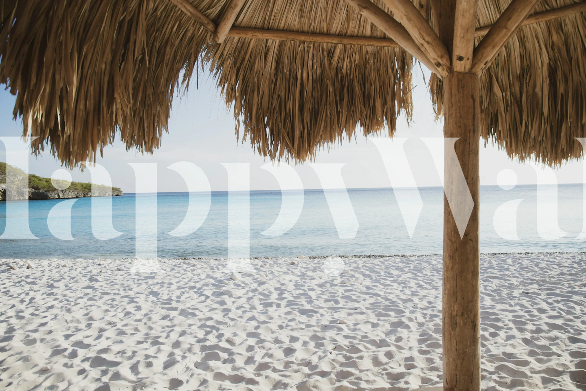 Caribbean beach view wallpaper in a room