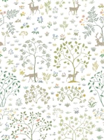 Vintage Meadow with Deer 2 on white tapeta